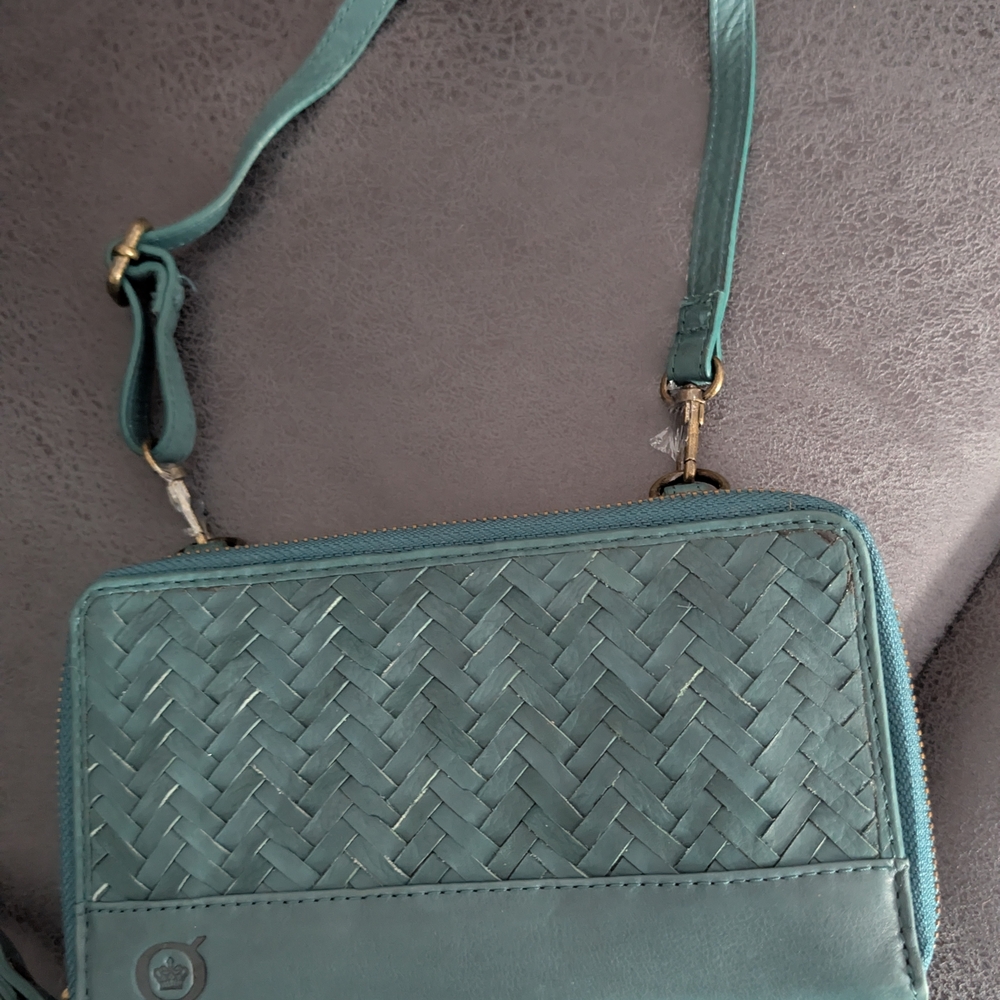 Born Teal Woven Crossbody Bag
